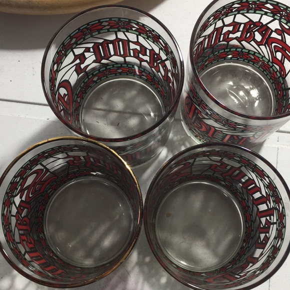 Vintage Houze Christmas stained glass tumblers Seasons Greetings (set 4) - Picture 5 of 9